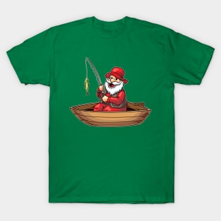 Fishing Santa Claus Christmas Fisherman Boating T-Shirt